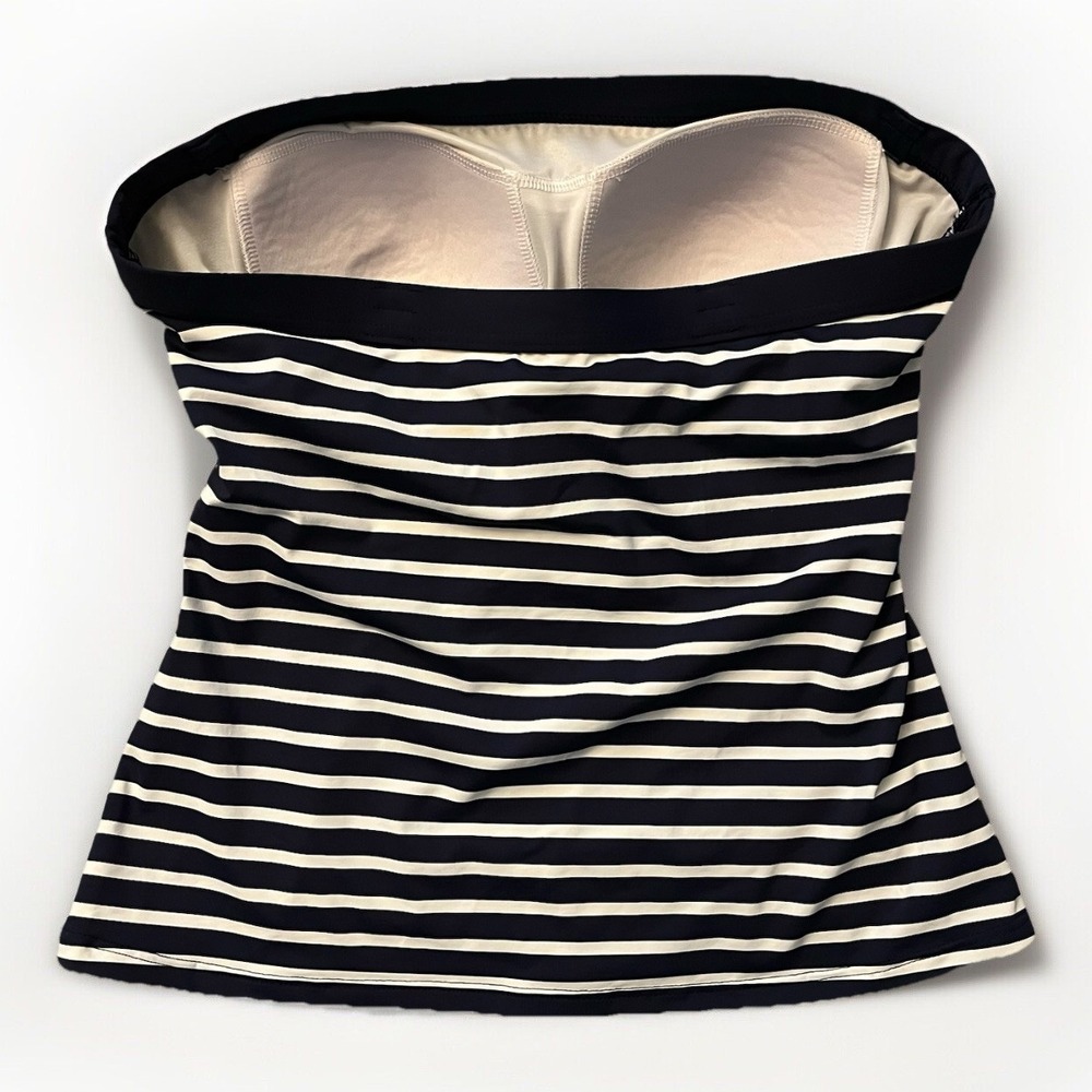 LANDS END Navy White Stripe Tankini Swimsuit Top Nautical Chlorine Resistant 6‎ - Picture 3 of 7